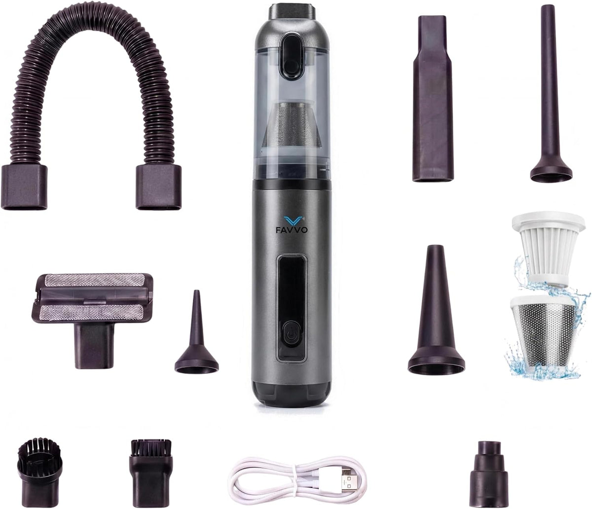Cordless Car Vacuum, 20000Pa Handheld Vacuum for Pet Hair, 4-in-1 Portable with Blower & Inflator, 3 Speeds, USB-C Rechargeable, 0.9 lb Lightweight, for Car, Home, Office Keyboards