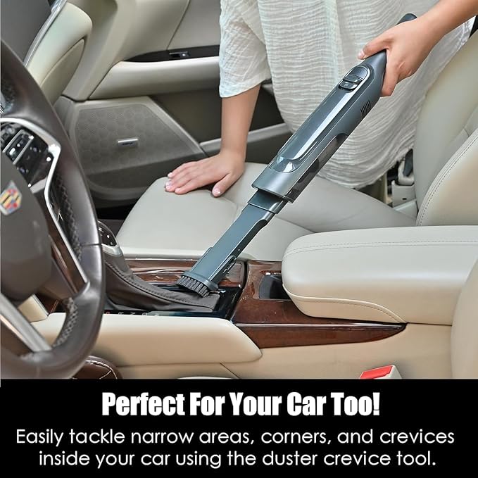 Handheld Vacuum Cordless, Lightweight 1.4lb with Powerful Suction, Charging Dock, Single Touch Empty and Detachable Dust Cup, Portable Mini Car Vac for Home Office and Pet Hair (Premium Grey)