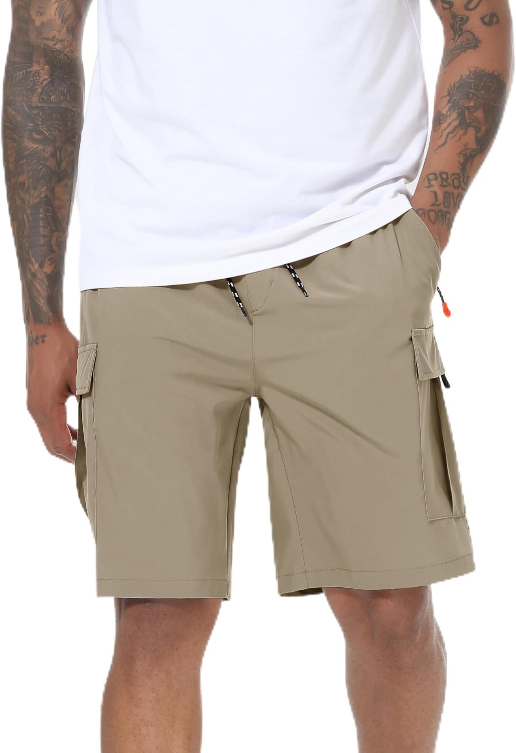 Men's Cargo Shorts Quick Dry Lightweight Stretch Hiking Shorts for Men with 5 Pockets No Lining