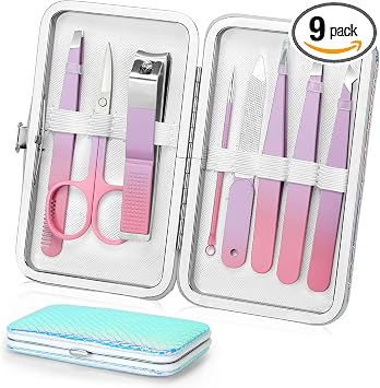 Tweezer Set, Precision Tweezers Kit for Eyebrow Facial Hair Splinter and Ingrown Hair,Travel Tweezers and Nail Clipper S
