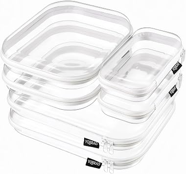 YQBRAO Clear Hard Shell Zipper Cases, Diaper Bag Organizer Pouches, White