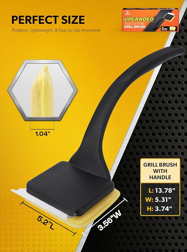 MEKER 4 PCS Grill Replacement Head, Yellow (NO Grill Brush)