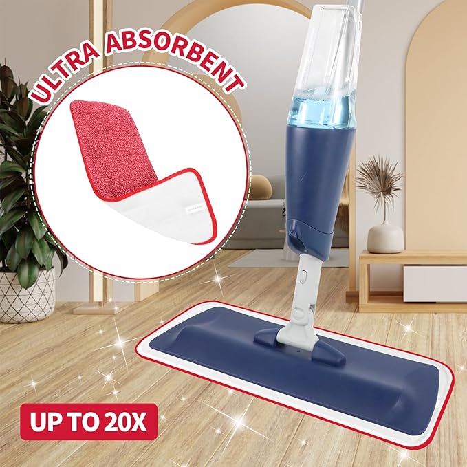 3 Pack Microfiber Reusable Mop Pads, Wet/Dry Floor Cleaning Refill Mop Pads, Spray Mop Hard Wood Floor Mop Pads Refills, Machine Washable Power Mop Pads Replacement