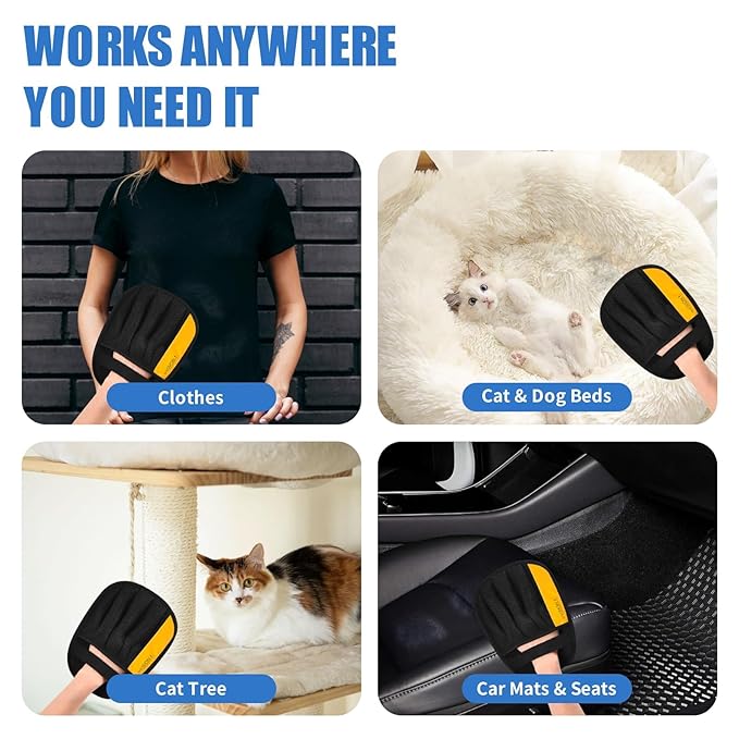 Upgraded Electrostatic Pet Hair Removal Glove for Dogs & Cats 5-Finger Magic Brush Design Reusable Hair Remover for Couch, Carpet, Car Seat, Laundry & Clothing Quick Cleaning Tool for Pet Owners