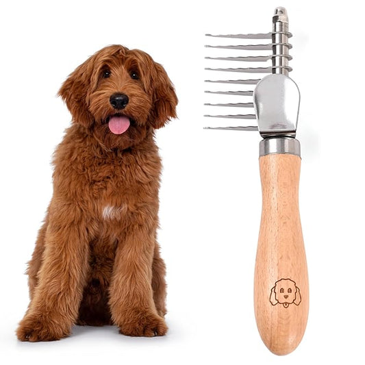We Love Doodles Dog Dematting Brush & Rake, Detangler Brush for Dogs, Comb Tool for Grooming, Best for Doodles, Poodles, Goldendoodles, Cats & Other Pets, Matted Fur Removal On Undercoat, Small