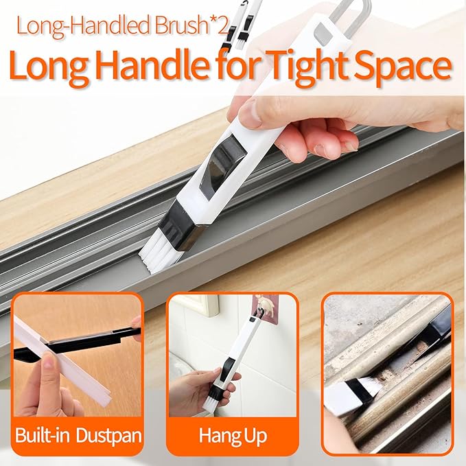 11PCS Window Track Cleaning Tools - Deep Clean Groove Gap Cleaning Brush Kit for Window/Door Tracks, Sill, Tile Lines, Kitchen Gunk, Bathroom Counters