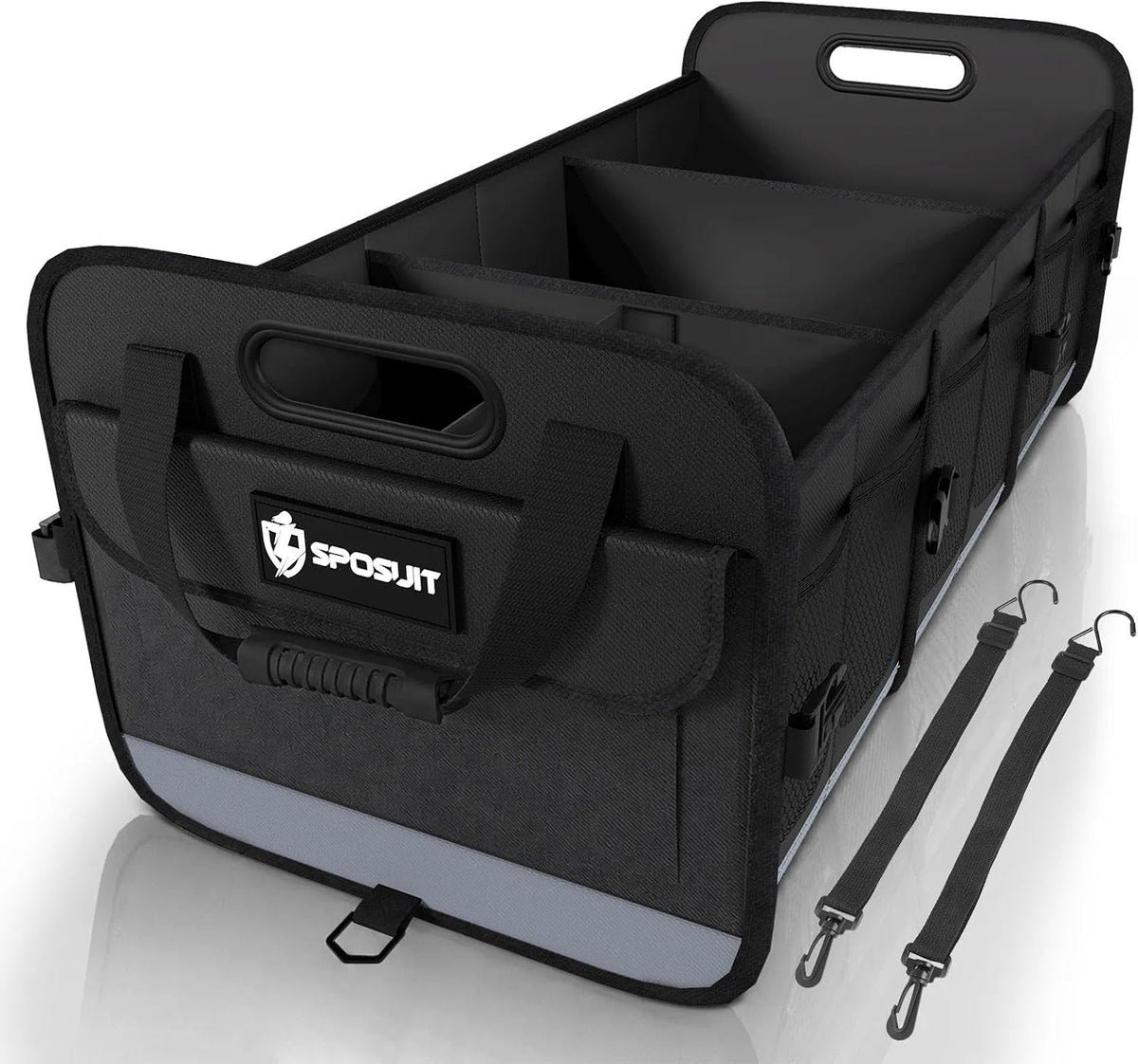 Trunk Organizer for SUV - 105L Collapsible Sturdy Car Storage, Gray