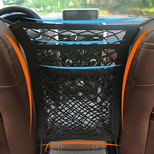 3-Layer Car Mesh Organizer, Car Net Pocket,Seat Back Net Bag, Multifunctional Car Seat Organizer, Handbag Holder, Barrie