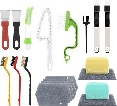 Window Track Cleaner Tool Set, 13 Pcs Groove Gap cleaning brush, Multi-Purpose window sill cleaner tool for Sliding Door