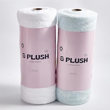 & PLUSH Microfiber Cleaning Cloth Roll - 70 Pack, Tear Away Microfiber Towels, 12" x 12", Reusable, Washable, Streak Fre