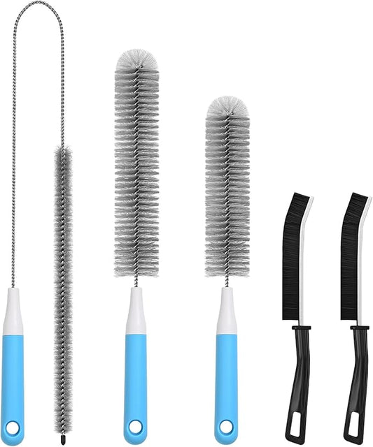Dryer Vent Cleaner Kit 5 Pcs, Refrigerator Coil Cleaning Brush, Sewer Set Brush, Dryer Lint Cleaner Brush for Flexible Lint Remover, Kitchen Sink, Bathroom Clog, Toilet, Vent Scrubber