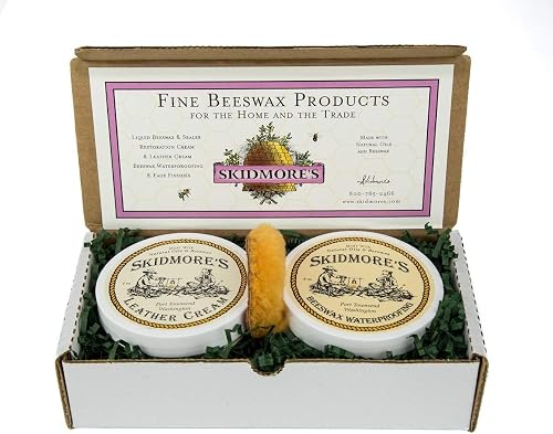 Skidmore's Cowboy Edition Leather Care Gift Set | Leather Cream and Beeswax Waterproofing Kit | Includes Applicator | Na