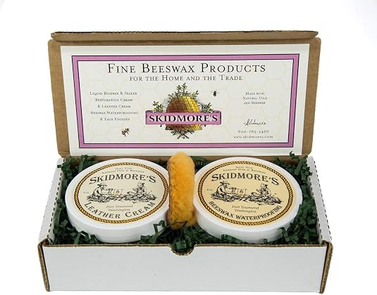 Skidmore's Cowboy Edition Leather Care Gift Set | Leather Cream and Beeswax Waterproofing Kit | Includes Applicator | Na