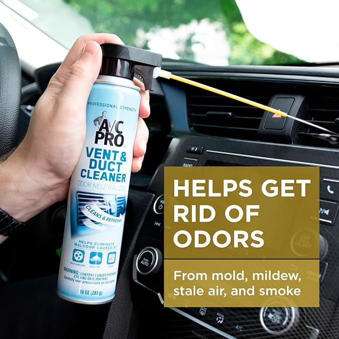 InterDynamics Certified A/C Pro Vent and Duct Cleaner, Professional Strength Odor Eliminator for Cars, Truck, HVAC, 10 Oz