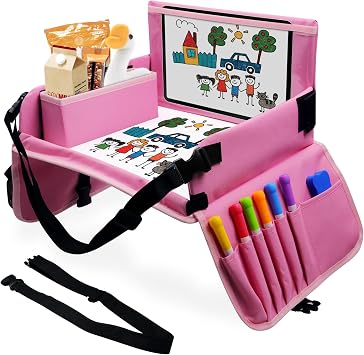 Car Seat Tray for Kids Travel, Carseat Tray for Toddler Road Trip Activities, Car Trays for Kids Road Trip Essentials, T