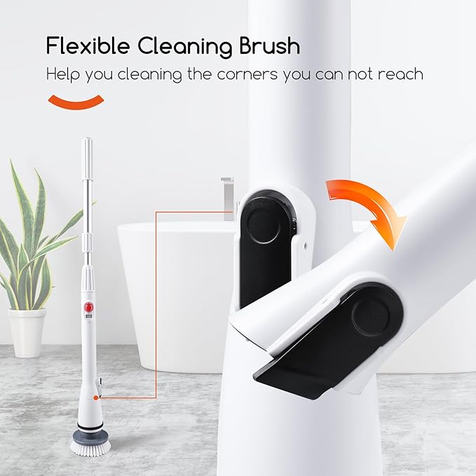 REECOO Cordless Electric Spin Scrubber,380RPM High Speed Rotation,Fast Charging-Long Lasting,Power Scrubber with 3 Replaceable Scrubbing Brush Heads for Cleaning Bathroom Bathtubs, Tile Gaps, Mirrors
