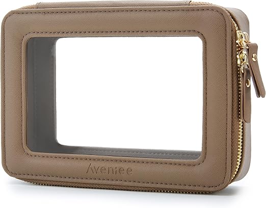 Aveniee Clear Makeup Bag for Women, Small Toiletry Travel Bag with Zipper, Portable Cosmetic Organizer Pouch for Skincar