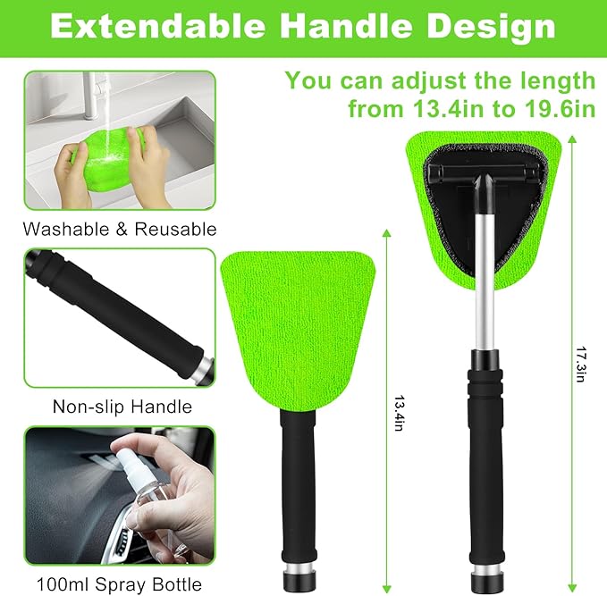 Green Windshield Cleaner Tool, 17Pcs Car Interior Cleaning Kit, Detailing Kit Interior Cleaner, Car Detailing Brushes, Cleaning Gel, Inside Cleaning Accessories for Trucks, SUVs, RVs Window