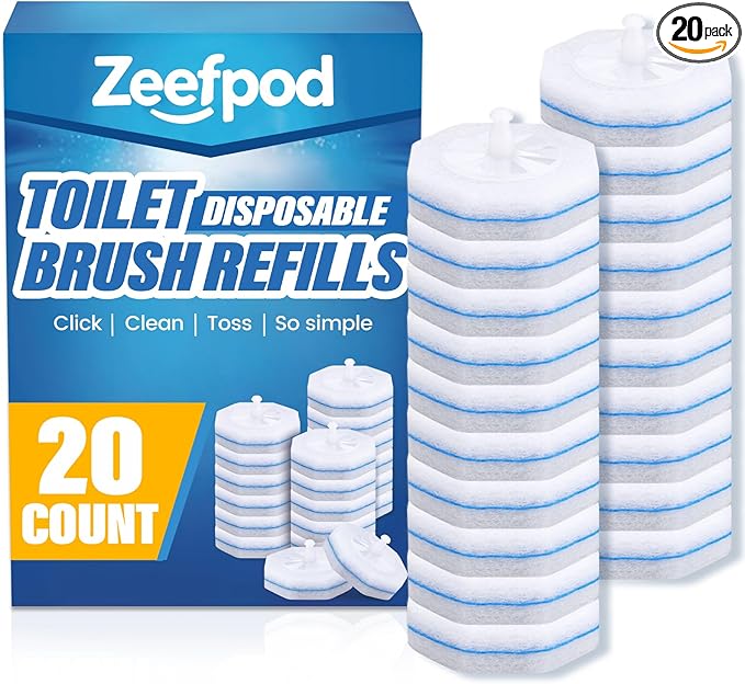 Toilet Cleaner Refill Pads, Disposable Toilet Bowl Cleaner Refill for Toilet Cleaner Wand, Single-Use Hygienic Scrubber Heads, 20 Count