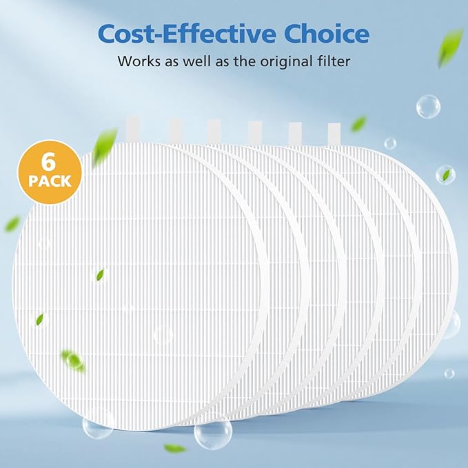 6 Pack HPro Nail Dust Collector Replacement Filter Compatible with MelodySusie Nail Dust Collectors, Models HPro/SProR, Attach 99% of Nail Dust, Reusable and Easy to Clean Nail Tool, White
