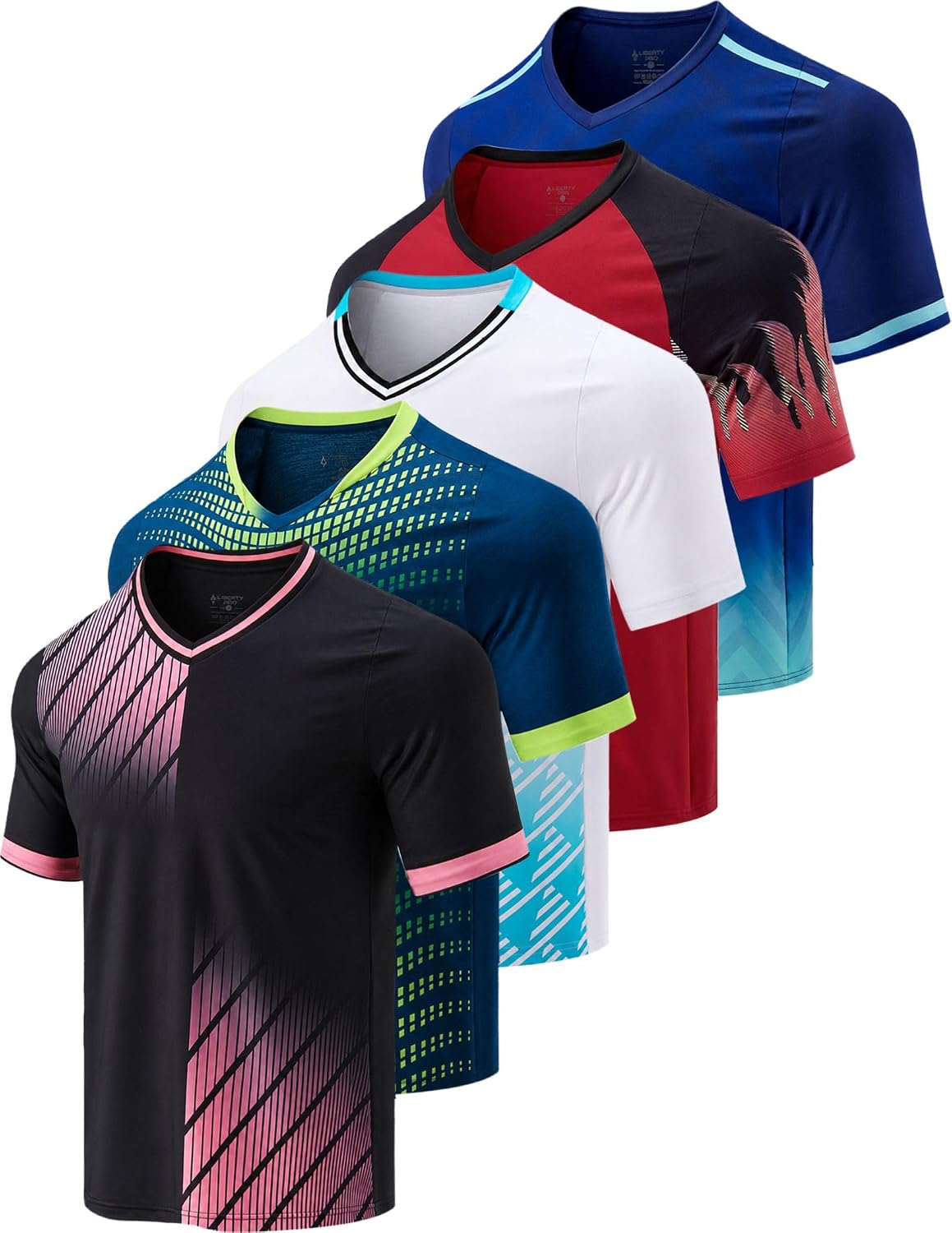 5 Pack Men's Quick Dry Athletic V Neck Gym Workout T Shirts
