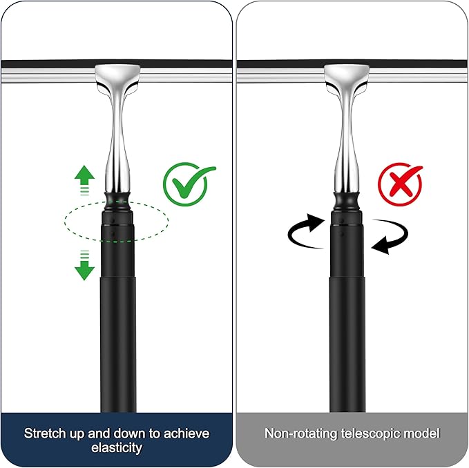 12-51’’ Telescopic Window Squeegee for High Windows, 2-in-1 Window Cleaning Kit with Extra Silicone Blade & Hook, Professional Squeegee for Shower Glass Doors (Window Squeegee for Home)