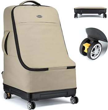 TUGUAN Car Seat Travel Bag for Airplane with Spinner Wheels, Infant Car Seat Bags for Air Travel with Hard Bottom, Padde