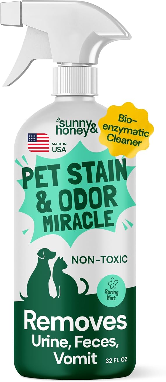 Sunny & Honey Pet Stain and Odor Remover Spray for Carpets, 32floz Mint