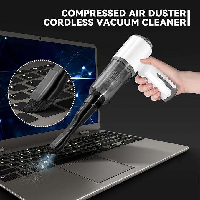 Cordless Handheld Vacuum for Car and Home - 6500Pa Powerful Suction, 3-in-1 Vacuum & Blower for Keyboard Cleaning, Computer Duster