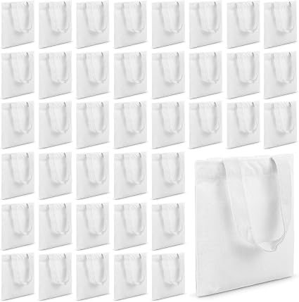Amylove 72 Pcs Mini Canvas Tote Bags,8.5 X 8 Inch,White