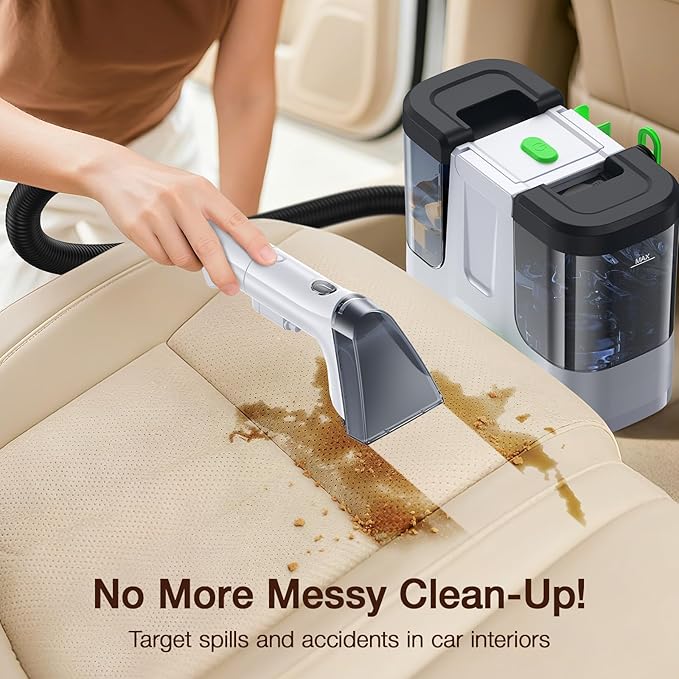 Portable Carpet & Upholstery Cleaner, 18Kpa Carpet Cleaner Machine for Deep Stain Removal, Spot Cleaner for Pet Accidents, Area Rugs, Stairs, Car Seats & Couches, Includes Tools & Self-Cleaning