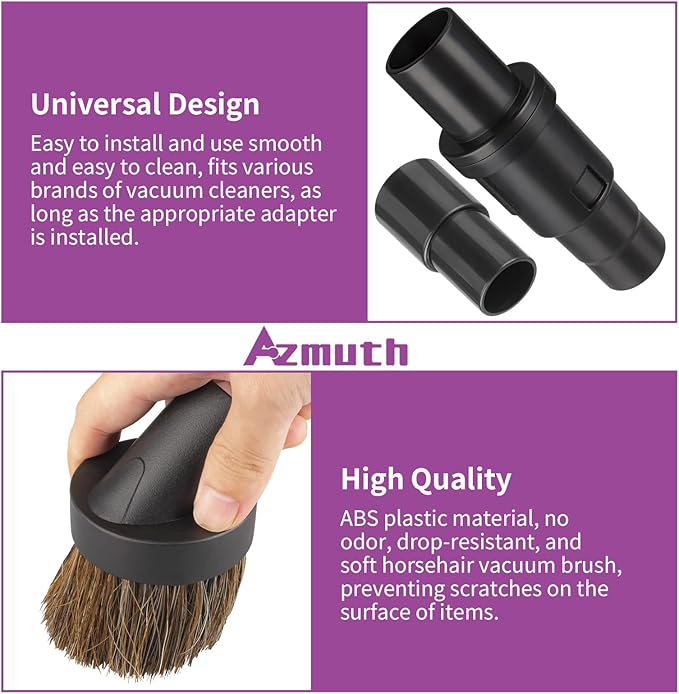 3Pcs 39mm Soft Horsehair Vacuum Brush Attachments with 2 Vacuum Hose Adapter for Shark Vacuum Attachments and Miele Vacuum Attachments and for Most Household Vacuum Cleaner