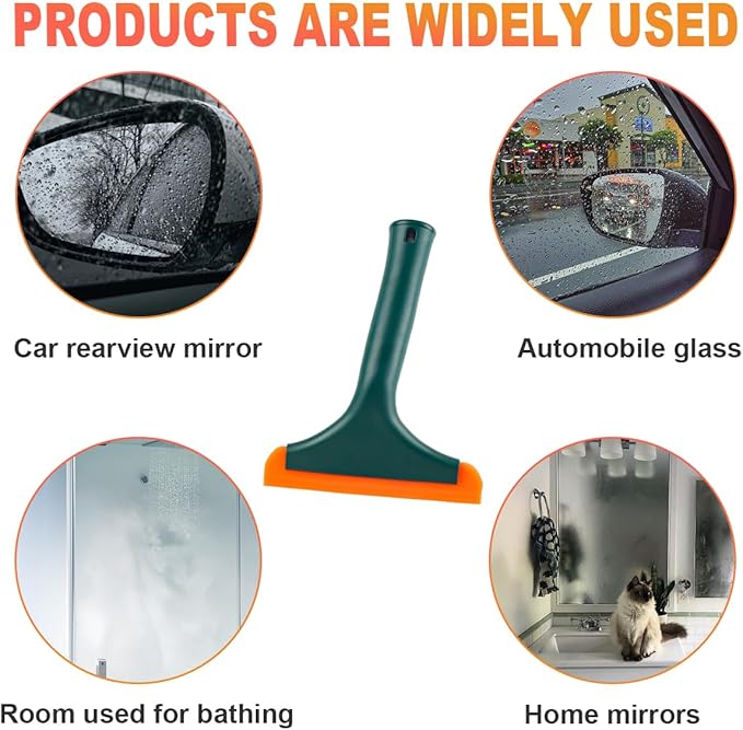 KVAEY Small Silicone Window Squeegee, 5.9 Inch Car Windshield Water Blade Squeegee with Non-Slip Handle, All-Purpose Cleaning Squeegee for Car Windshield, Window, Mirror (Black Green)