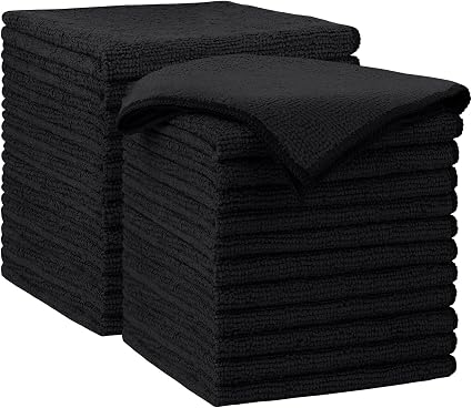 AIDEA Black Microfiber Cleaning Cloth-24PK, Reusable Cleaning Rags 12"x 12"