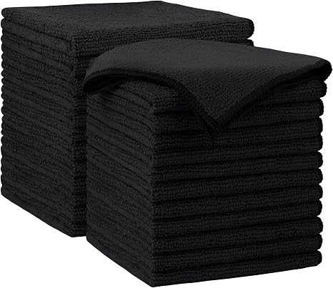 AIDEA Black Microfiber Cleaning Cloth-24PK, Reusable Cleaning Rags 12"x 12"