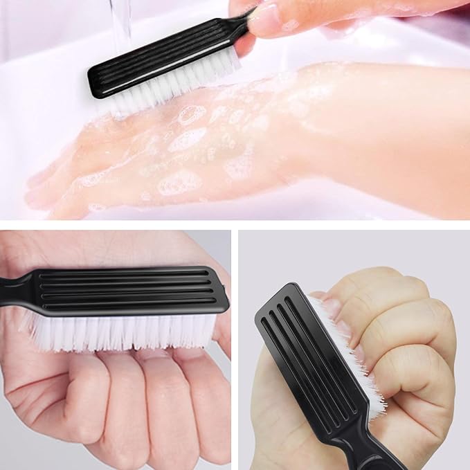 NICEMOVIC 10 Pcs Nail Brush for Cleaning Fingernails, Handle Grip Nail Scrubber Brush, Hand Fingernail Cleaner Brush Manicure Tools Scrub Cleaning Brushes, Use for Toe and Nail Cleaning (Black)