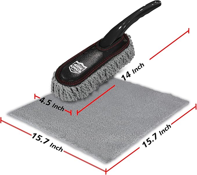 Car Detailing Kit, Interior Cleaning Brush & Microfiber Towel Set, Scratch Free Extra Soft Duster for Car Interior Exterior, Gifts for Men Women - 3 Packs - Grey