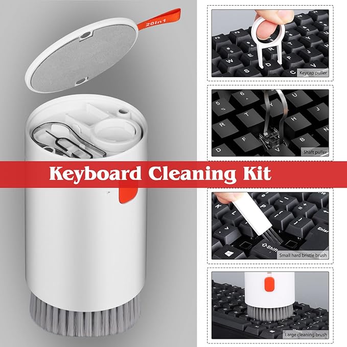 20-in-1 Phone Cleaning Kit,Computer Keyboard Brush Cleaner, Screen Electronic Cleaner Kit for Laptop, AirPods, MacBook, Cell Phone, IPad, Car, Lego, Device, Earbuds, Camera Lens