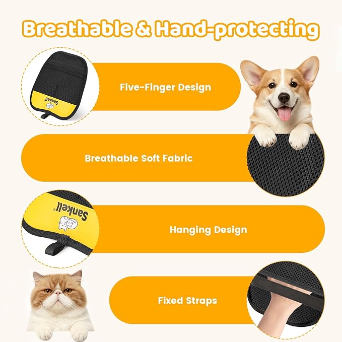 Pet Hair Removal Glove for Dogs & Cats, Sankell Upgraded Reusable Electrostatic Pet Hair Remover Glove, Magic Brush Mitt Tool for Couch, Furniture, Bed, Clothing, Carpet, Car Seat