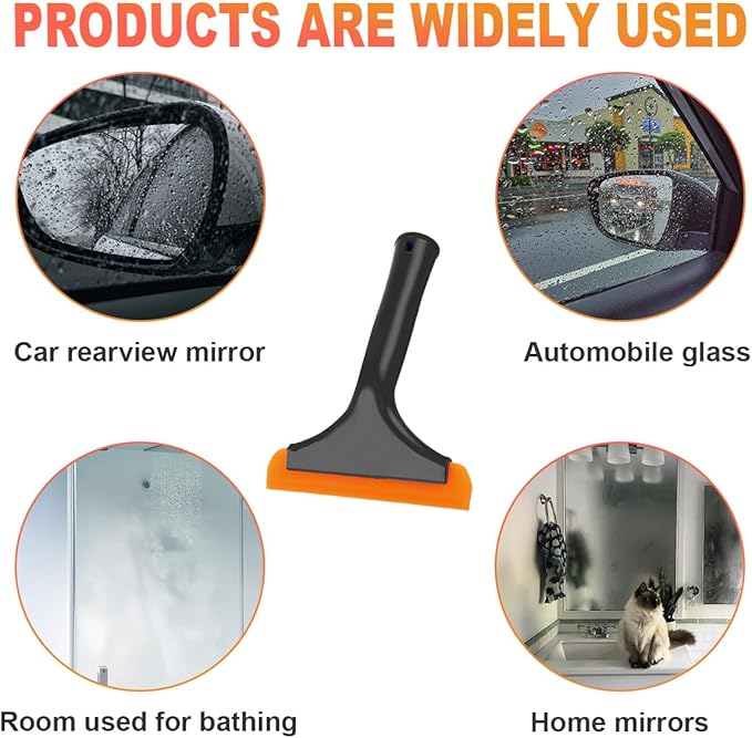 KVAEY Small Silicone Window Squeegee, 5.9 Inch Car Windshield Water Blade Squeegee with Non-Slip Handle, All-Purpose Cleaning Squeegee for Car Windshield, Window, Mirror (Black)