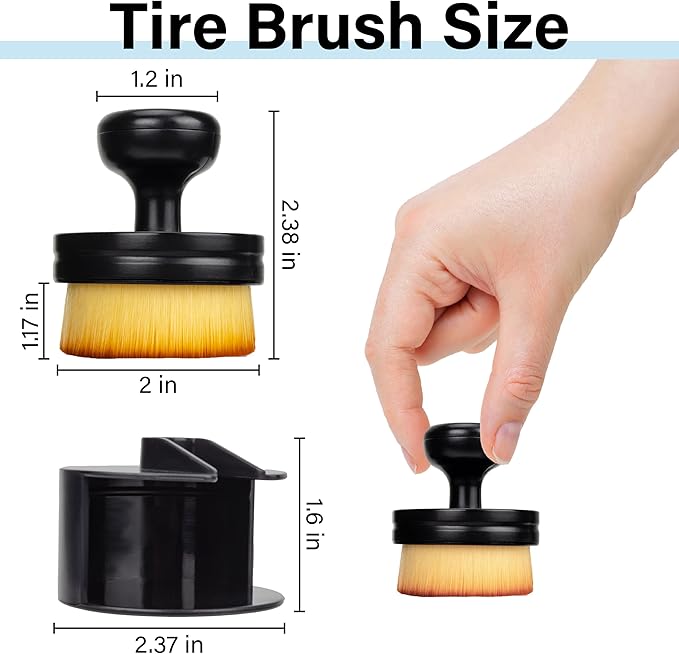 Tire Shine Applicator Brush, Tire Shine Brushes, Tire Dressing Brush Applicator with Seal Cover, Tire Brush for Car Detailing, Tire Gel Applicator, High Density Detail Factory Tire Brush (Yellow)