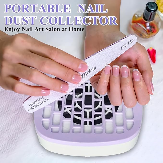 USB Mini Manicure Nail Vacuum Cleaner Strong Suction Nail Dust Collector Portable Nail Art Vacuum Dust Cleaner Extractor Fan (WITHE)