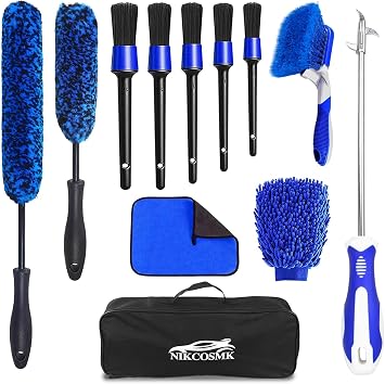 12Pcs Wheel Brush Kit for Cleaning Wheel and Tire, Wheel and Rim Brush, Car Detailing Brushes, Tire Brush, Bendable & Du