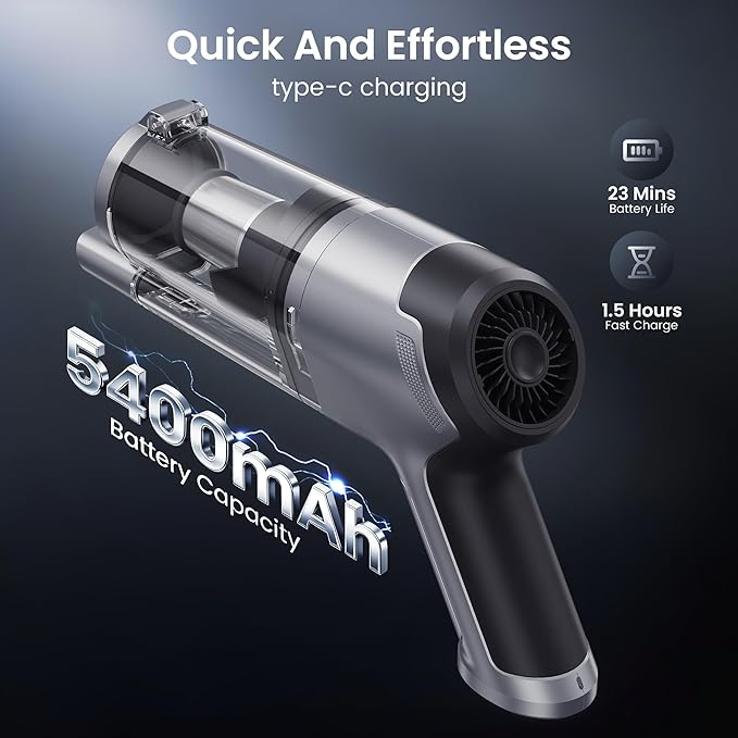 Hand Held Vacuum Car Vacuum Cleaner 18000PA High Power, 4-in-1 Air Duster & Air Blower & Pump Cordless Rechargeable Mini Small Shop Vac for Household Chores, Flooring, Car, Pet Hair