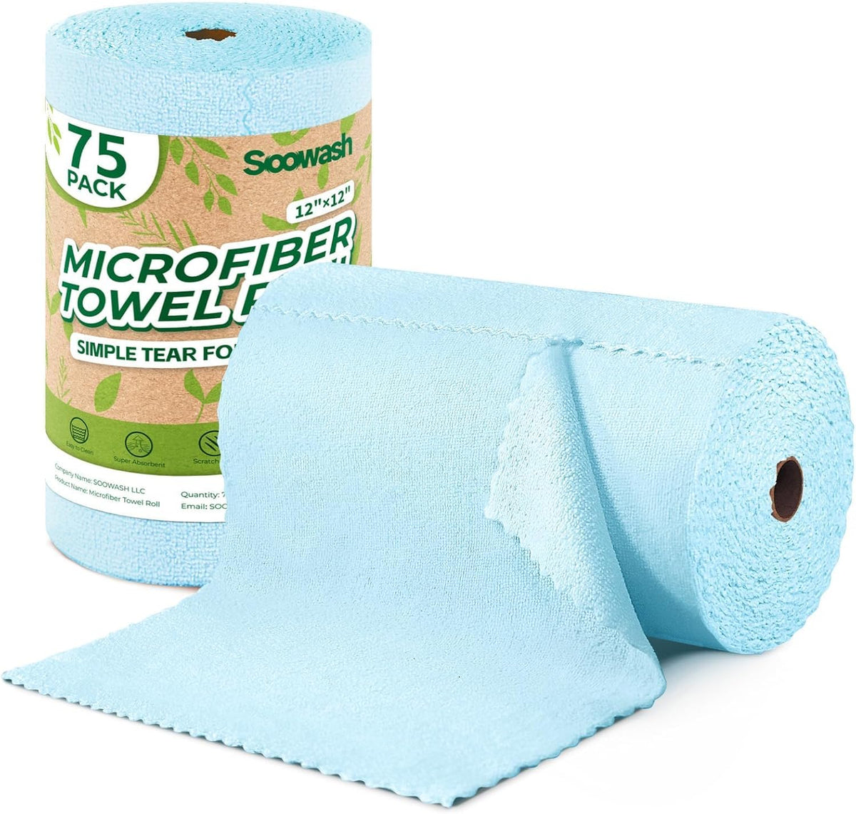 Microfiber Cleaning Cloths Roll 75 Pack 12x12 Inch Lint Free