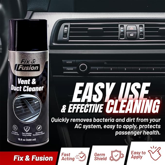 FIX & FUSION A/C Vent and Duct Cleaner (13.5 oz)| Foaming Spray for Car Air Conditioner | Freshens & Cleans Dust Build-Up | Fast, No-Rinse Formula | Automotive HVAC Refresher & Detailer (12 Pack)