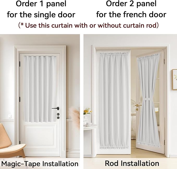 Vatge Sidelight Curtains for Front Door, 12 Inch Wide Narrow Window Curtains for Side Door, 1 Panel, W12 x L80, Greyish White