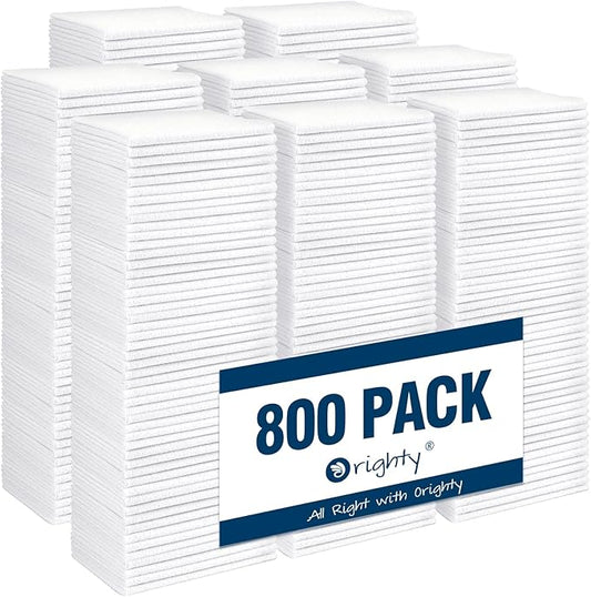 Orighty Microfiber Cleaning Cloth, 800 Pack Highly Absorbent Cleaning Rags, Household Cleaning Supplies, Reusable Microfiber Towels Lint Free Cloths for House, Kitchen, Car Care, 12x11 inch, White