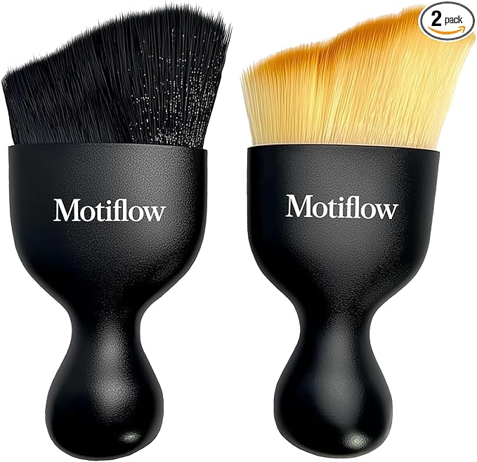 2 PCS Car Interior Detailing Brush, Car Detailing Supplies Soft Bristle Detailing Brush, Car Interior Cleaning Tool, Auto Detailing Brush Car Dashboard Cleaning Duster Brush (Black&Yellow)