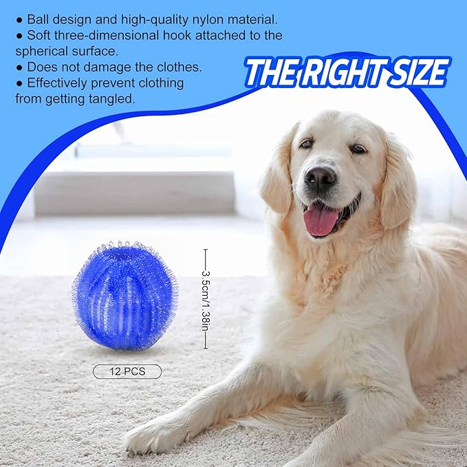 Pet Hair Remover for Laundry, Reusable Dog & Cat Hair Remover Tool, Effectively Removes Pet Hair, Lint and Dander from Bedding and Clothing, Suitable for Washing Machines, Dryers -12PCS